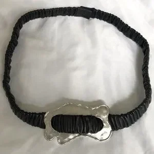 Henri Bendel Large Black Leather Belt Silver Buckle henri bendel | Accessories | Henri Bendel Large Black  main image 3